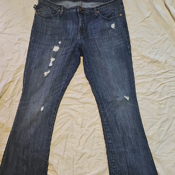 Women's Blue Distressed Jeans - Picture 1 of 3